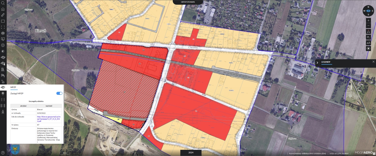 zrzut ekranu z aplikacji Obliview - widok na MPZP w portalu