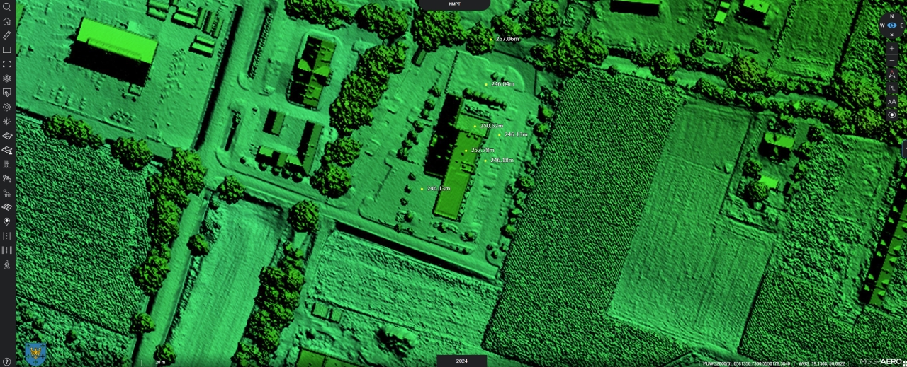zrzut ekranu z portalu Obliview - Numeryczny Model Pokrycia Terenu