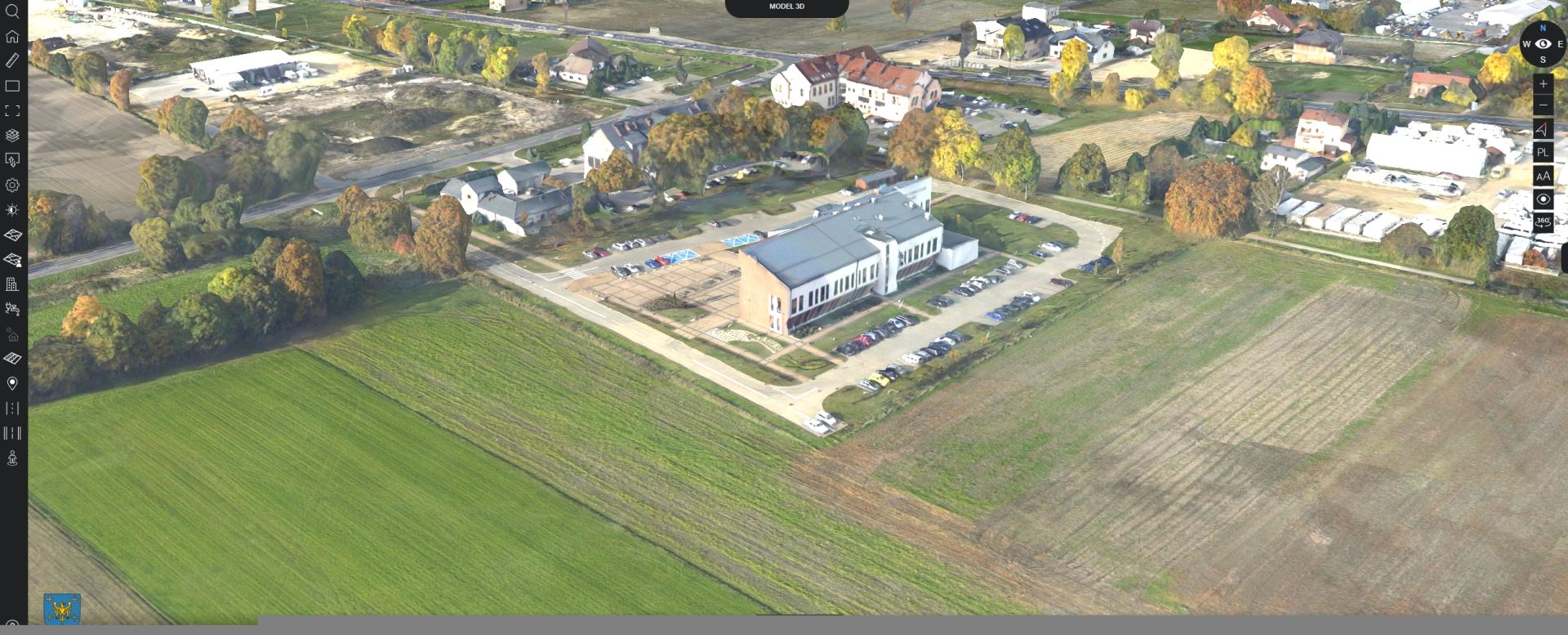 zrzut ekranu z aplikacji Obliview - Model 3D Powiatu