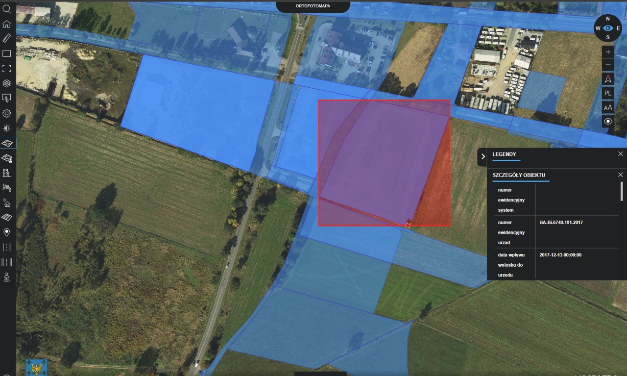 Zrzut ekranu z aplikacji Obliview - Pozwolenia na budowę