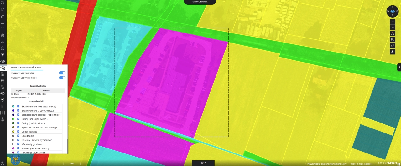 zrzut ekranu z aplikacji Obliview - Struktura Własnościowa